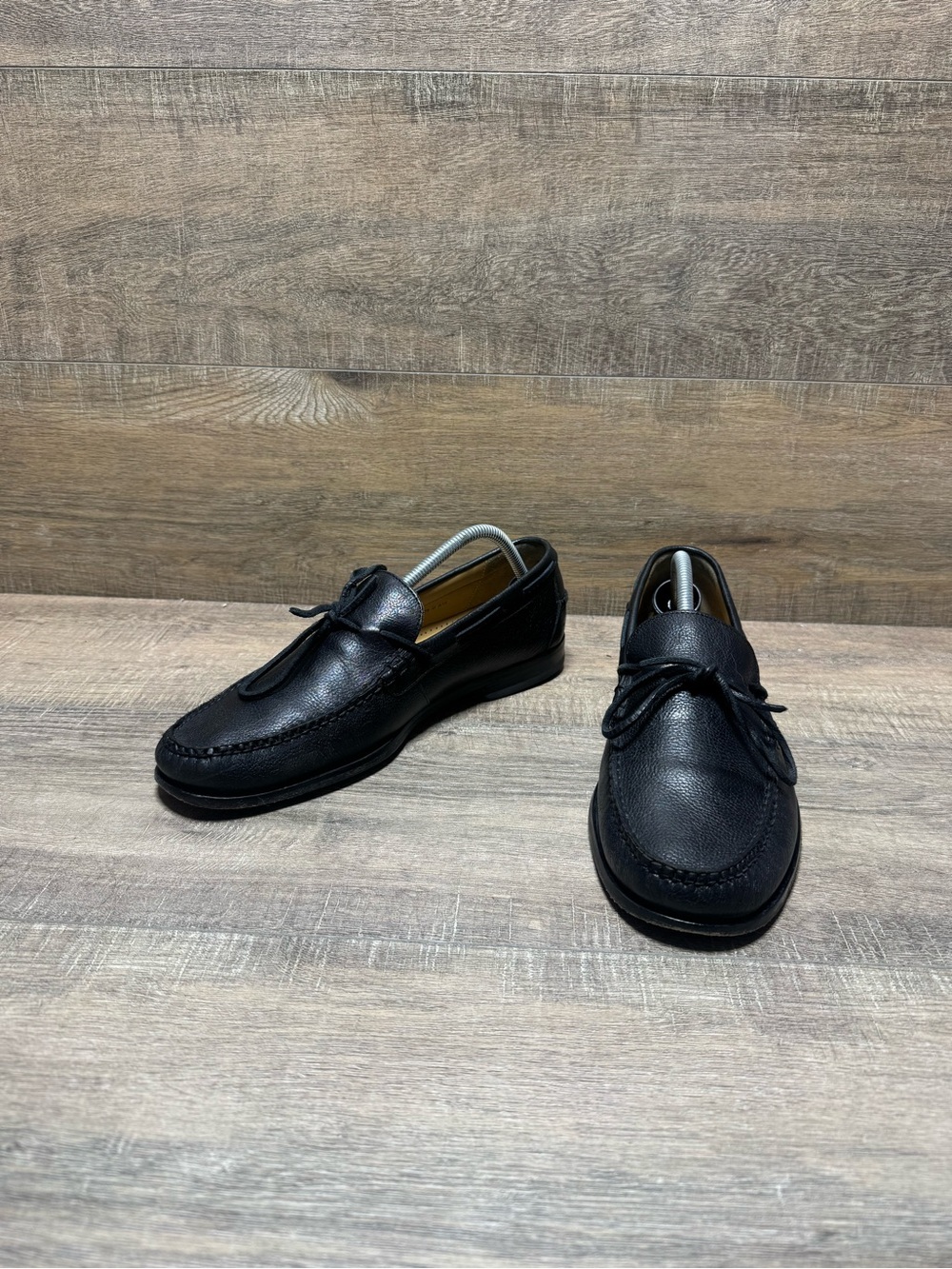 Cole Haan Black Leather Tassel Slip-On Loafers
